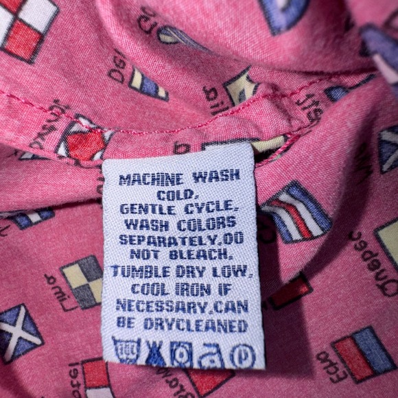 Reyn Spooner Shirt Mens Large Pink Nautical Signal Flag Short Sleeve Cotton L - Picture 4 of 8